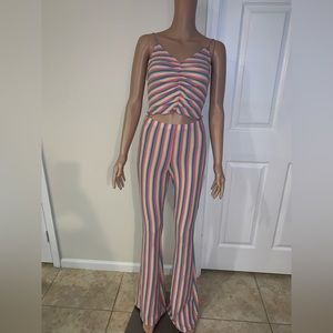 Brand new with tags striped rainbow 🌈 Fashion Nova pant set size small.